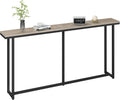 Yaheetech 63" Narrow Console Table Behind Couch & Entryway, Gray | Slim Sofa & Hallway Table, Metal Frame, Engineered Wood Top, Holds Lamps & Plants, Wall Anchors & Adjustable Feet, Easy Setup