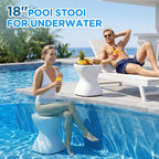 18" Pool Stool for Underwater, Pre-Weighted No-Assembly in-Pool Bar Stool, Adjustable Feet, Vinyl-Safe for Underwater Seating, Swim Up Chair for Shallow Sun Shelf (1 Pack)