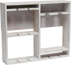 Elegant Designs HG1029-WWH 16.4" Wine & Dine Wooden Wall Mounted Wine Rack Shelf, Stemware Holder, for Dining Room, Bar, Kitchen, White Wash