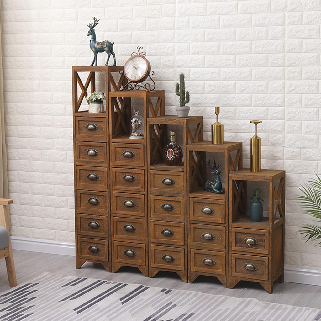 Vintage Bedside Table with Open Shelf and 2/3 Drawer Bedroom Nightstand Table Storage Cabinet Tall Hall Console Table Telephone End Table for Hallway Living Room