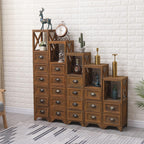 Vintage Bedside Table with Open Shelf and 2/3 Drawer Bedroom Nightstand Table Storage Cabinet Tall Hall Console Table Telephone End Table for Hallway Living Room