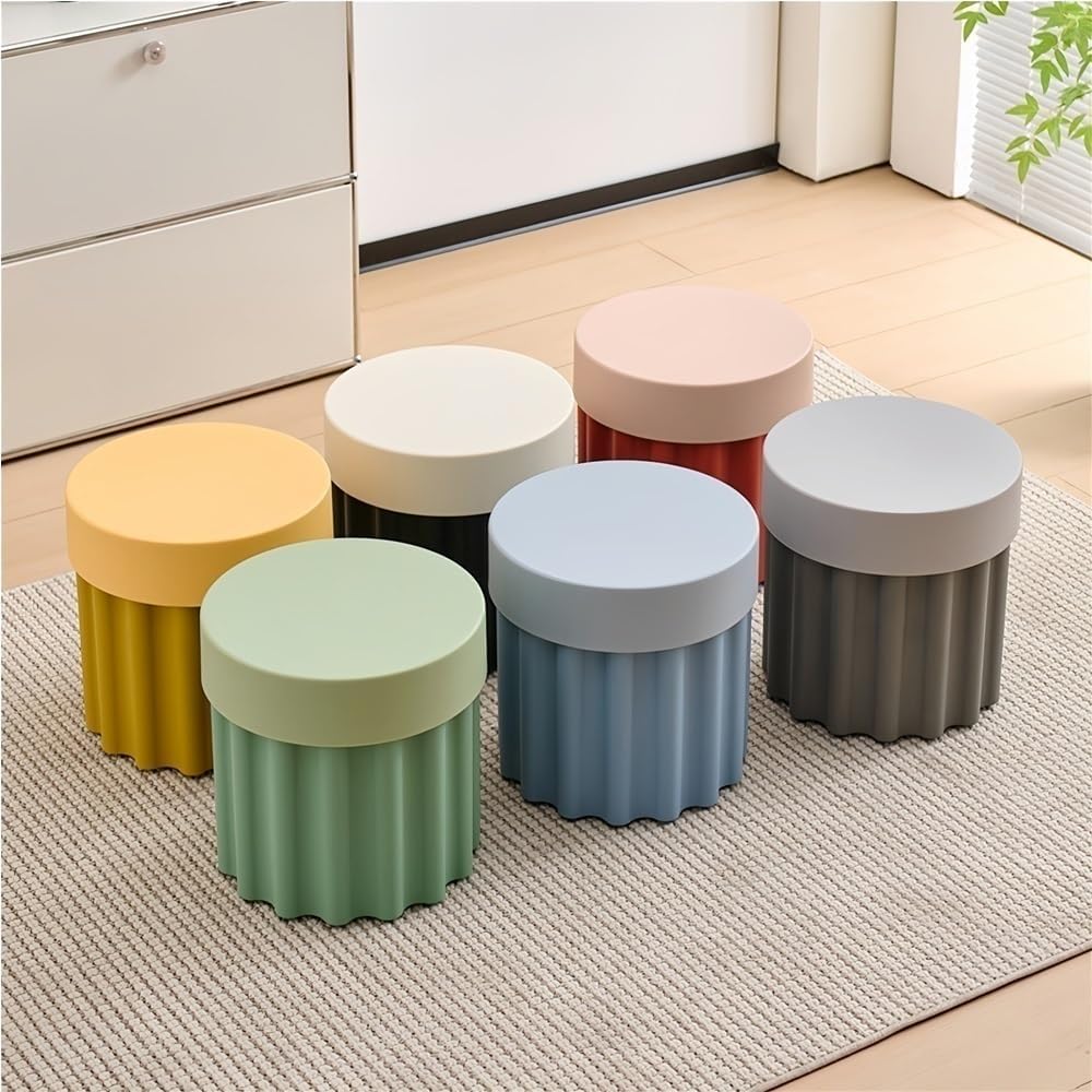 Storage Round Side End Table, Small Coffee Table with Stool Lids, Pla Sofa Table for Living Room, Home and Office(Blue)