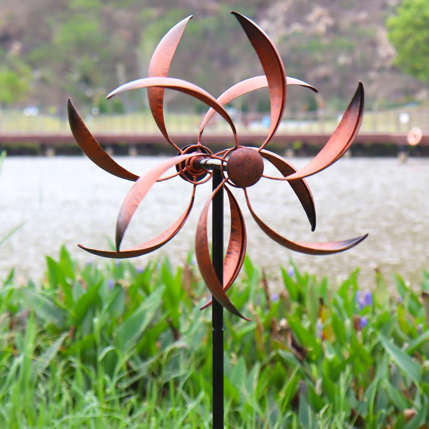 Wind Spinner Outdoor Copper Metal Garden Large Wind Spinners with Dual Kinetic Spinning Blades for Yard Lawn and Patio Decor 70x20 Inches