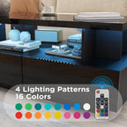 MHOM 41.3" LED Coffee Table, Modern High Gloss Living Room Table with 4 Drawers, Stylish Center Table for Living Room, Office and Apartment, Black