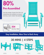BRIOPAWS Outdoor Rocking Chairs Set of 2 | HDPE Plastic | Porch Rockers | Aqua | Oversized | Patio Rocker Chair | High Back | for Big Man | Weather Resistant | for Outside Deck Balcony Front Backyard
