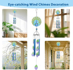 MUMTOP Wind Chimes for Outside-Glass Peacock Wind Chime - Deep Tone Windchimes Outdoors Unique for Patio,Garden,Yard,Home,Tree Decor