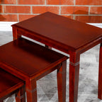 3-Piece Cherry Nesting Table Set with Tapered Legs and Carved Details | Three-piece nesting tables with tapered legs and carved details
