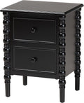 Baxton Studio Malinda Classic Black Wood 2-Drawer End Table with Spindle Legs