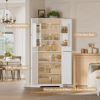IRONCK Corner Cabinet, 72" Farmhouse Pantry Storage Cabinet, White | 6 Tiers Kitchen Pantry with 2 Adjustable Shelves, 240° Swivel Doors and Storage Rack for Kitchens, Dining rooms, Living rooms