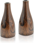 Aeravida Artistic Grain Pattern Natural Mango Tree Wood Flower Set of 2 Vase | Modern Farmhouse Home Décor | Kitchen Bedroom Living Room Home Decoration