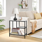 AT-VALY 3-Tier End Table,Nightstand for Living Room, Bedroom, Office, Bathroom (Black)