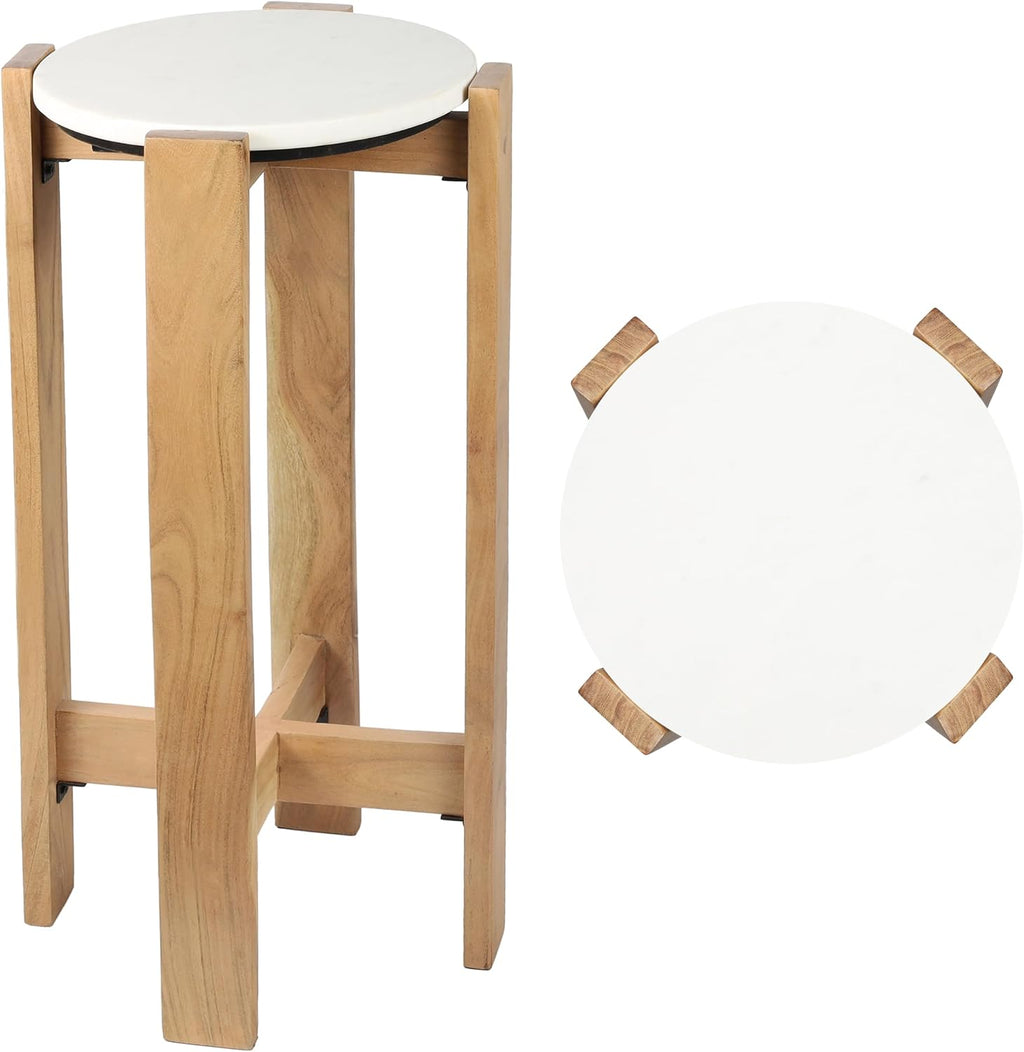 JONATHAN Y Elena 24" Acacia Wood Round Drink Table with Glossy Top, Minimalist Small Side Accent Table for Small Spaces in Living Room, Modern Martini Pedestal Table with Cross Base END3003A