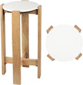 JONATHAN Y Elena 24" Acacia Wood Round Drink Table with Glossy Top, Minimalist Small Side Accent Table for Small Spaces in Living Room, Modern Martini Pedestal Table with Cross Base END3003A