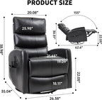 Rocker Recliner Chairs, 360° Swivel Rocking Recliner Chair for Adults,Glider Rocker Recliners, Small Recliners with Vibration Massage and Heat for Living Room (Black)