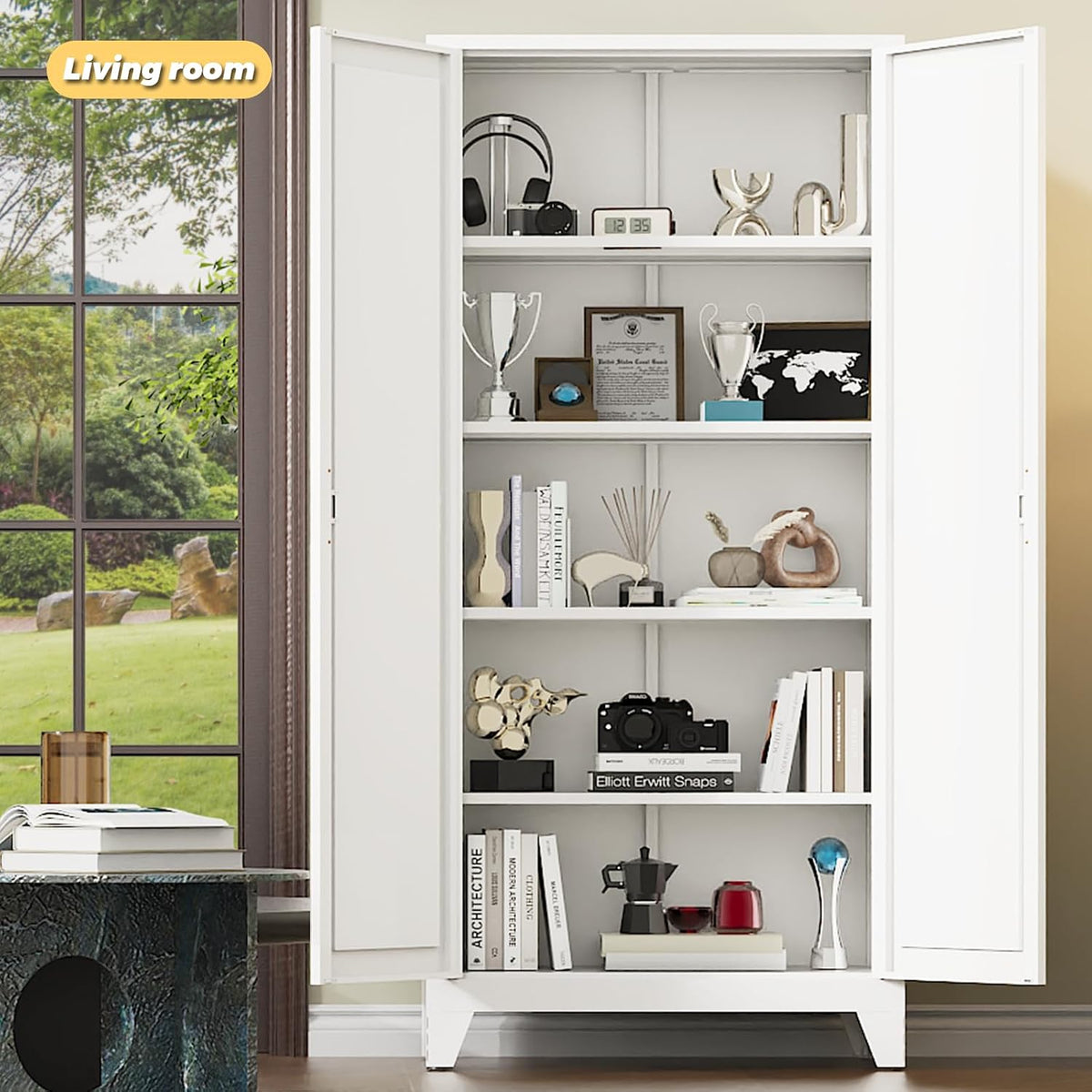 75" Pantry Cabinet,Kitchen Storage Cabinet with Adjustable Shelves | 1000 LBS Capacity Metal Pantry Cabinet with Magnetic & Anti-Tip,Storage Cabinet with Adjustable Feet for Kitchen,Dining Room