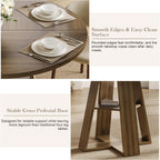 47.2" Round Dining Table for 4-6, Circle Kitchen Table with Open Storage Shelf, Farmhouse Dinner Table with Cross Pedestal Base for Dining Room, Kitchen, Living Room, Walnut
