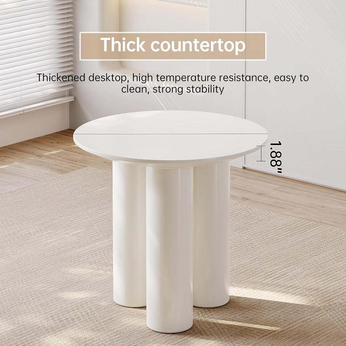 Small Round Dining Table, 30" Circle Kitchen Table with 3 Legs, Modern White Accent Table for Kitchen, Dining Room, Home Office and Living Room
