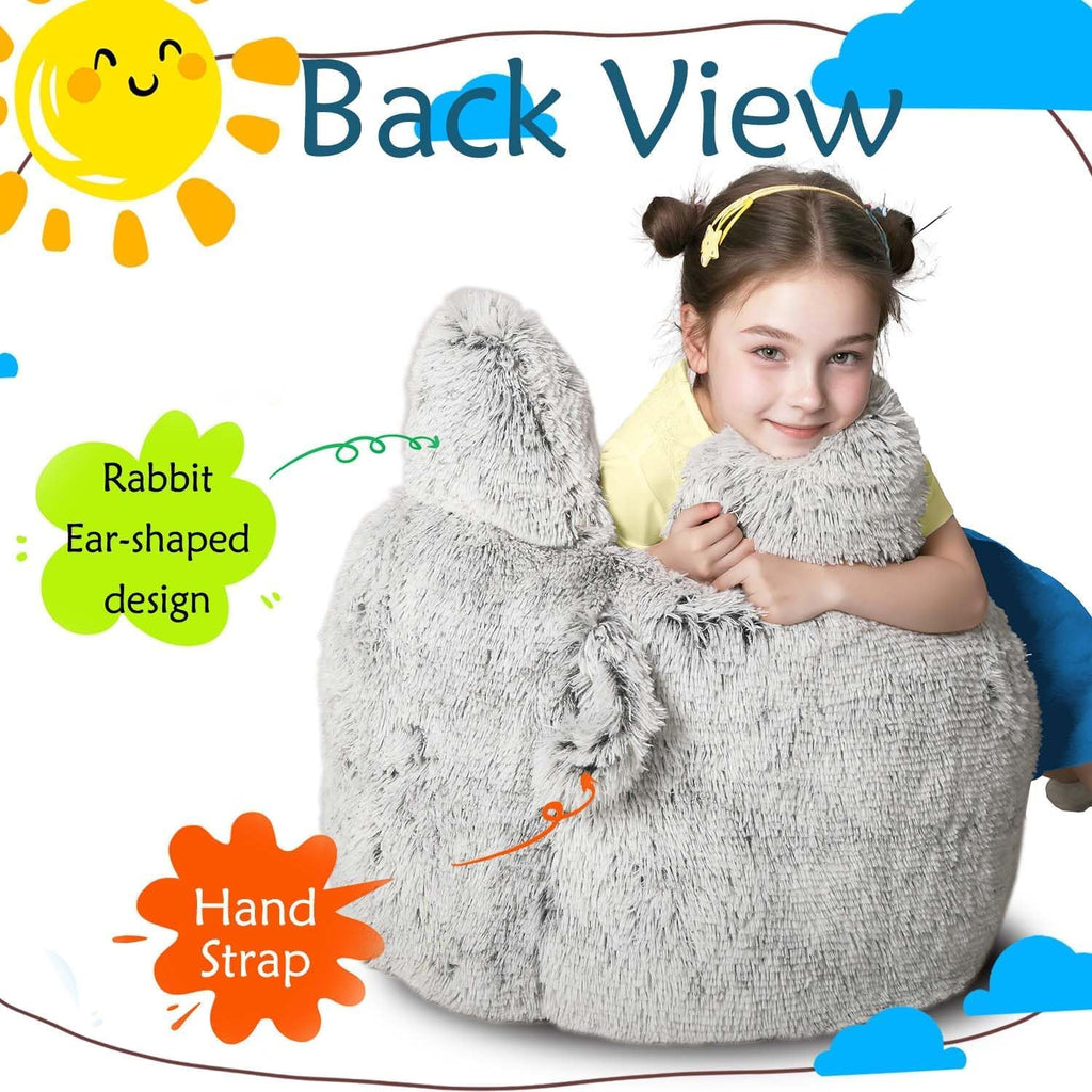 Fluffy Bean Bag Chair for Kids, with Plush Faux Fur Cover, 2.5FT Memory Foam Bean Bag Chairs for Teens & Kids, Ultra Soft Sofa for Living Room/Bedroom/Dorm,Grey