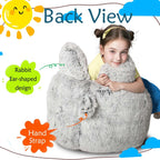 Fluffy Bean Bag Chair for Kids, with Plush Faux Fur Cover, 2.5FT Memory Foam Bean Bag Chairs for Teens & Kids, Ultra Soft Sofa for Living Room/Bedroom/Dorm,Grey