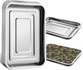 Stainless Metal Trays, Stainless Steel Seed Starter Carry Tray Fit 54 Cell Plug Tray, Nursery Seedling Pots Water Collection Transplantation (11.6 inch×15.2 inch, 1.45" Height, 10-Pack)