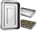 Stainless Metal Trays, Stainless Steel Seed Starter Carry Tray Fit 54 Cell Plug Tray, Nursery Seedling Pots Water Collection Transplantation (11.6 inch×15.2 inch, 1.45" Height, 10-Pack)