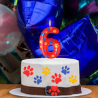 Conelist Number 6 Dog Paw Birthday Candles Dog Toppers Candles Blue Yellow and Red Numeral Birthday Cake Topper for 6 Year Old Boy Girl Paw Party Decoration Party Supplies