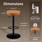 STOOLINK Tall Bar Stools Set of 2, Microfiber Leather Bar Height Stools | 360° Swivel Backless Bar Stools with Round Seat, Adjustable Counter Stools for Kitchen Island, Pub, 330 Lbs, Brown