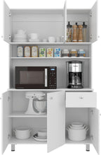 DEPOT E-SHOP 44" Lehr Pantry Cabinet with Ample Storage, Spacious Shelves, and 6 Doors-1 Drawer, White - Kitchen – Tall Kitchen Storage & Pantry Organization