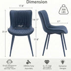 Kidol & Shellder Dining Chairs Set of 2, Mid Century Modern Kitchen Chairs with Metel Legs, PU Leather Upholstered Side Chair for Dining Room, Living Room, Lounge, Restaurant, Navy Blue