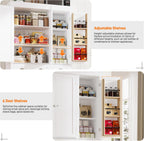 71" Tall Kitchen Cabinet Pantry Storage,Modern Kitchen Hutch Cabinet with Doors and Adjustable Shelves,Large Freestanding Food Pantry with 2 Drawer for Dining Room, Living Room, Hallway,White