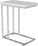 Lavish Home C-Shaped Sofa Side Table - Modern End Table, Laptop Tray, or Compact Bedside Nightstand - Space Saving Furniture by Lavish Home (White)