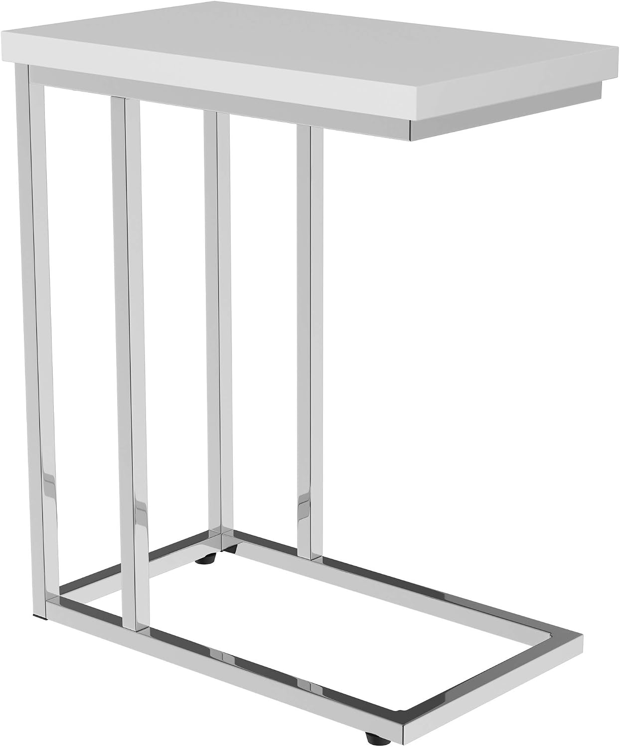 Lavish Home C-Shaped Sofa Side Table - Modern End Table, Laptop Tray, or Compact Bedside Nightstand - Space Saving Furniture by Lavish Home (White)