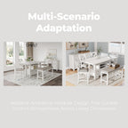Signature Design By Ashley Robbinsdale 72-Inch Counter Height Dining Table with Kitchen Island Storage, Rubberwood Solids, Ash Veneer and MDF Substrates, Antique White