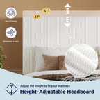 Allewie King Bed Frame, Corduroy Tufted Headboard, White