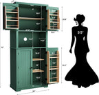 HLR 72" Kitchen Pantry Storage Cabinet with Open Countertop, Freestanding Larder Cupboard with Microwave Stand, Utility Laundry Room Storage Cabinet with Doors and Shelves for Dining Room, Living Room