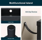 RoyalCraft Black Nightstand with Charging Station, End Table with Storage | Mid-Century Modern End Table for Living Room, Side Table with Solid Wood Legs, Bedside Table for Bedroom, Entryway