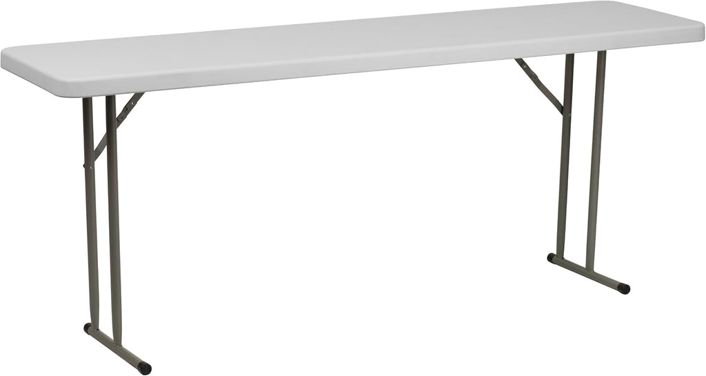 Flash Furniture 6 ft Plastic Folding Training Table, Granite White | Durable Construction, Commercial Use