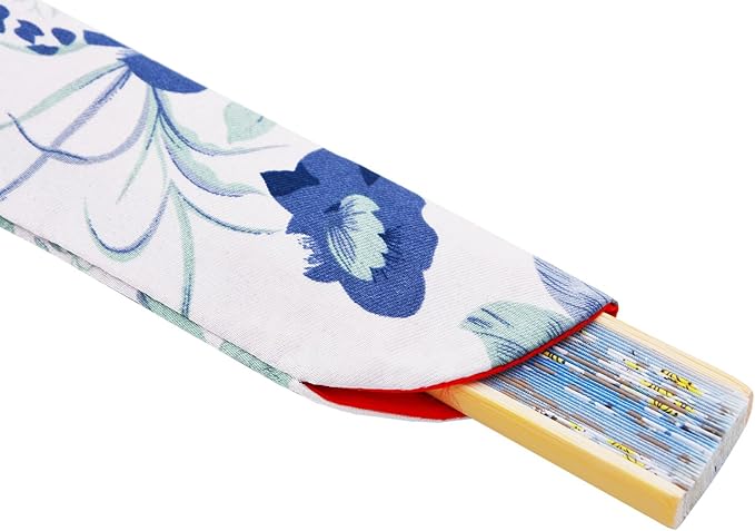 Amajiji 8.27"(21cm) Hand Held Bamboo Silk Folding Fan Hand Fan,Chinese/Japanese Charming Elegant Vintage Retro Style,Women Ladys Girls Best Gifts (SkyBlue)