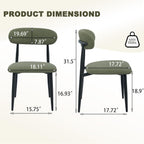 FREKEN Modern Upholstered Dining Chairs Set of 4, Mid-Century Metal Frame Linen Fabric Side Chair for Kitchen Dining Room, 350lbs Capacity, Green
