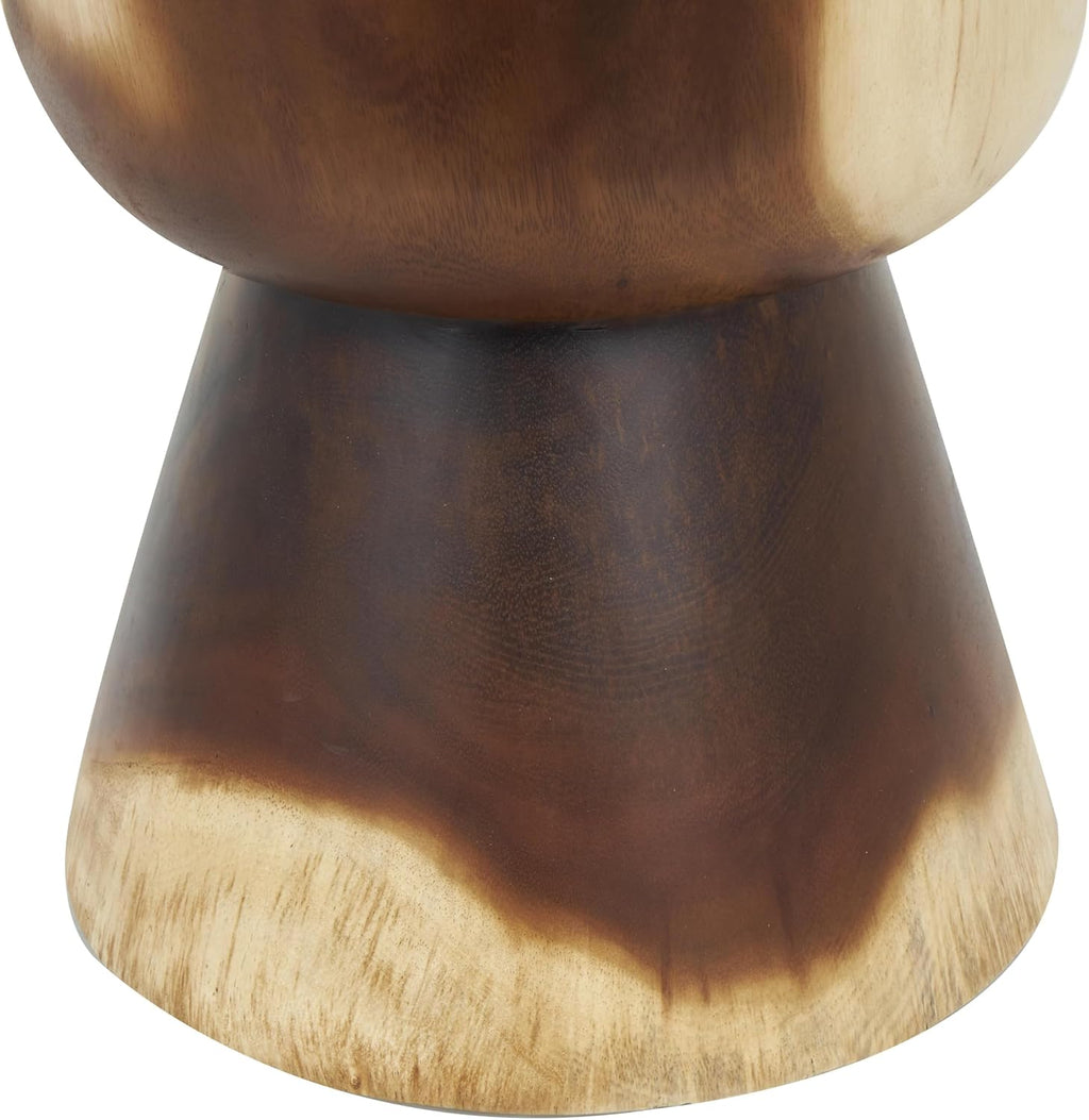 Deco 79 Wood Handmade Side End Accent Table Hourglass End Table with Natural Wood Grain, Side Table 14" x 14" x 18", Brown