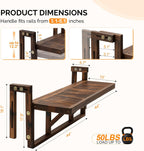 VINGLI 48in Acacia Wood Folding Balcony Hanging Table – Adjustable Height & Width, Balcony Railing Table Ideal for Different Railing Widths, Perfect for Balcony, Patio, Rectangular,Carbonized Color