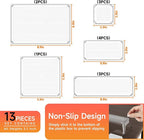 Utility Drawer Organizer Set of 13,With Non-Slip Silicone Pads, 5 Size Small Bins for Organization for Bathroom、Vanity、Nightstan、Kitchen、Office Desk Clear Plastic Organizing Containers for Drawers