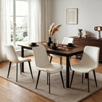 Modern Dining Chairs Set of 4, PU Leather Dining Room Chairs, Upholstered Kitchen Chairs with Ergonomic Backrest & Sturdy Metal Legs, Perfect for Dining Room, Living Room, White