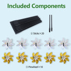 10 Pack Reflective Pinwheels with Stakes, 19.7 inch Gold & Silver Pre-Assembled Sparkle Pin Wheel for Scare Birds and Unwelcome Animals Away Form Yard, Garden, Lawn
