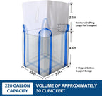 FIBC Bulk Bags,Holds up to 4400 lbs Construction Bags Heavy Duty,210-Gallon Woven Polypropylene Dumpster Bag for Industry Agriculture and Construction,Sealable Top
