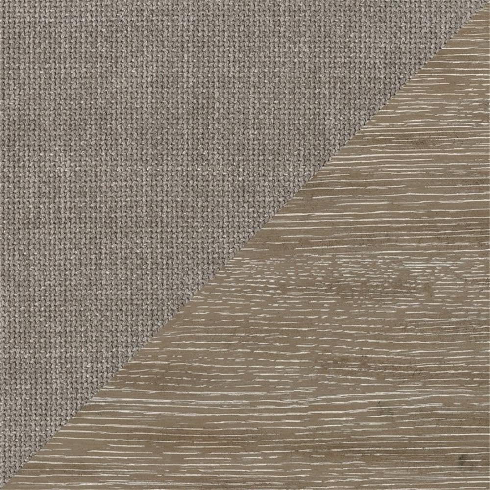 Pemberly Row Contemporary Wood and Fabric Dining Bench, 63.5" Wide, Wire-Brushed Brownish Gray Finish, Light Gray Linen Upholstery, Nailhead Trim, Rustic Style Kitchen or Dining Room Seating