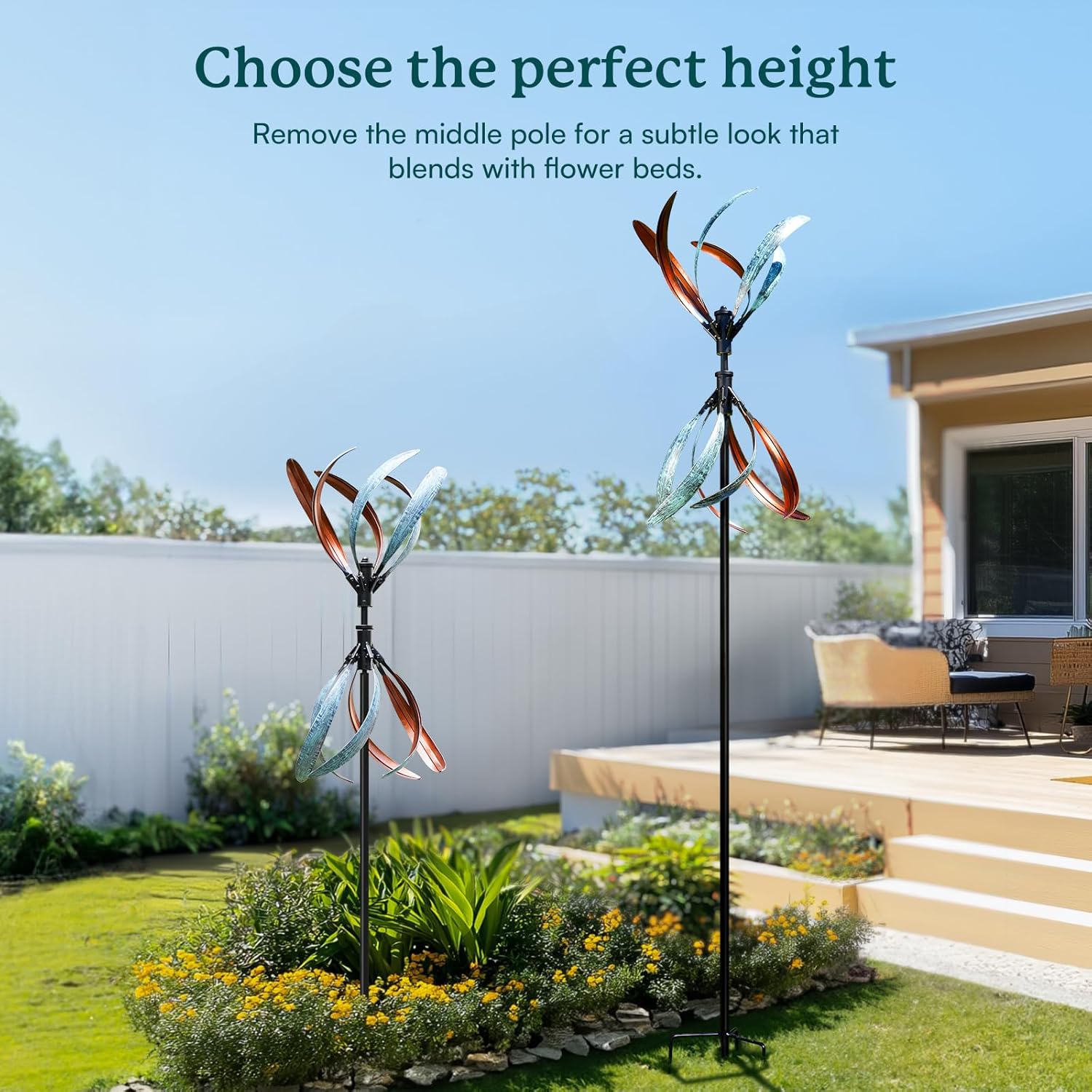 Wind Spinners Outdoor – Metal Large Wind Spinner with Stake for Yard and Garden, Garden Wind Sculptures & Spinners, Ideal Gift for Family (13'' W x 70.5'' H)