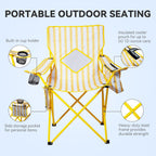 Nazhura 2 Pack Outdoor Camping Chairs Folding/Foldable/Portable with Cooler Pouch, Mesh Backrest and Cup Holder Pocket(Yellow, Metal, 2 Pack)