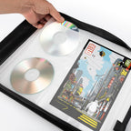 LIOVODE DVD Case 200 DVDs and 100 Booklets Capacity, CD/Blu-ray Storage Binder Case with Booklet Inserts Media Organizer Holder Black Blu ray Wallet for Car (200 Capacity)