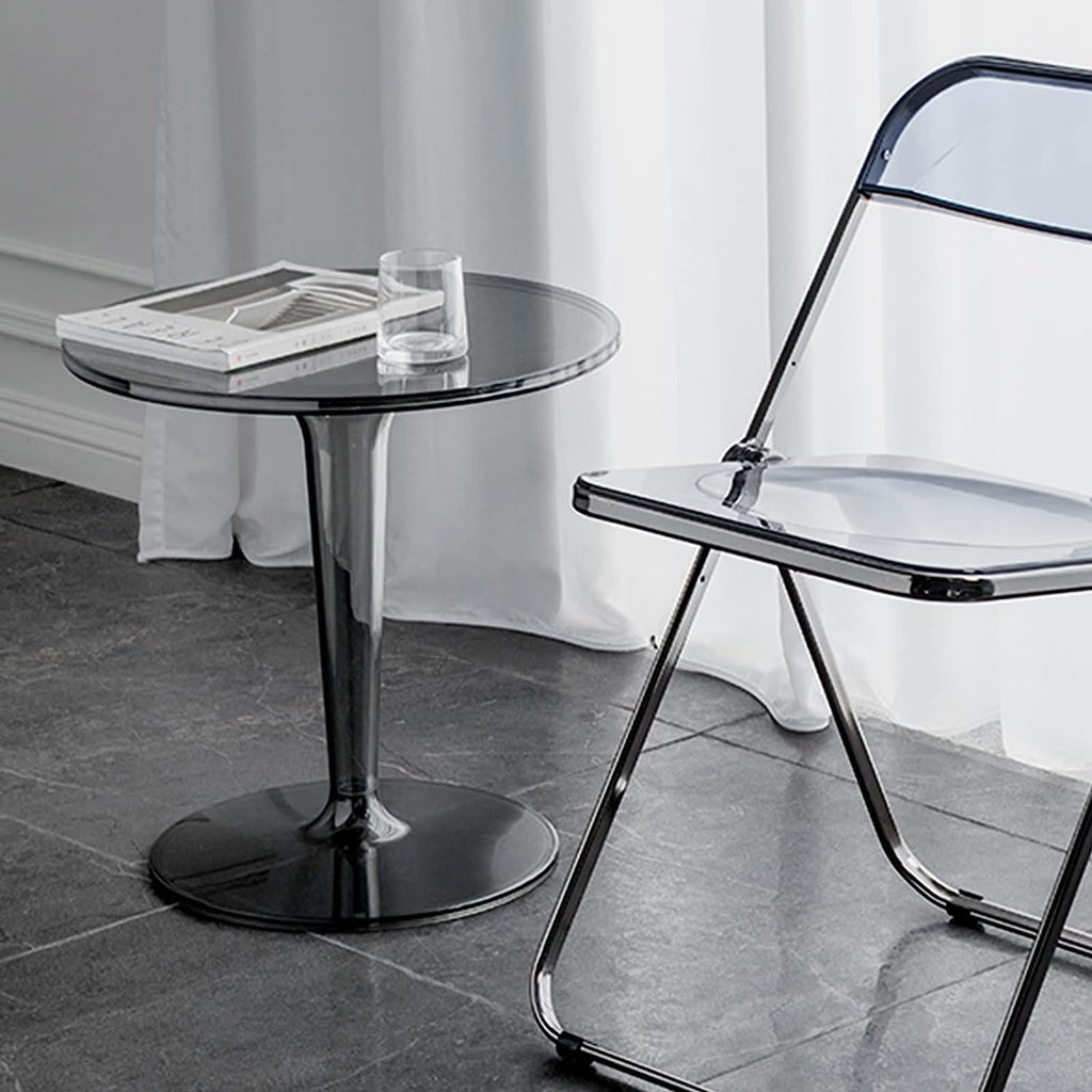 Mesa Auxiliar Round Acrylic Side Table w/Removable Tabletop Contemporary Small Accent End Table Easy to Clean for Home Bedroom Office Sofa